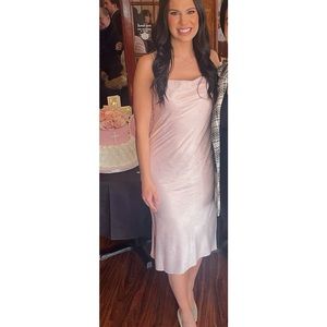 Pink Snakeskin Pattern Satin Midi Dress